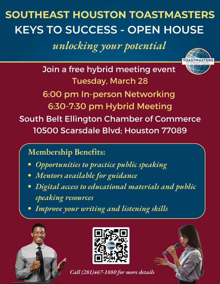 You’re Invited! Keys To Success – Open House - Toastmasters Houston ...