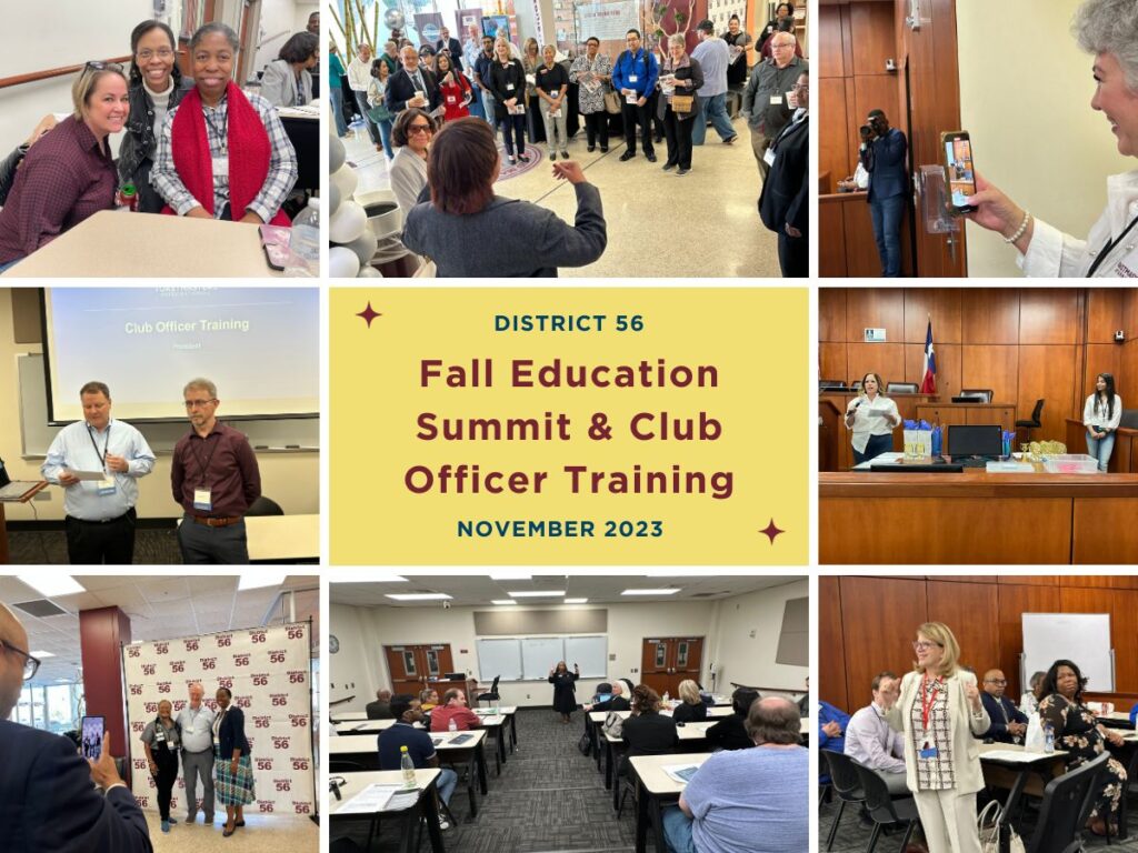 Collage photo from the Fall Education Summit and Club Officer Training with people 